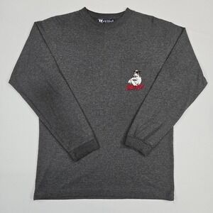 Vintage Big Dogs Bite Me Long Sleeve Pocket Shirt XL Gray Y2K Funny Graphic